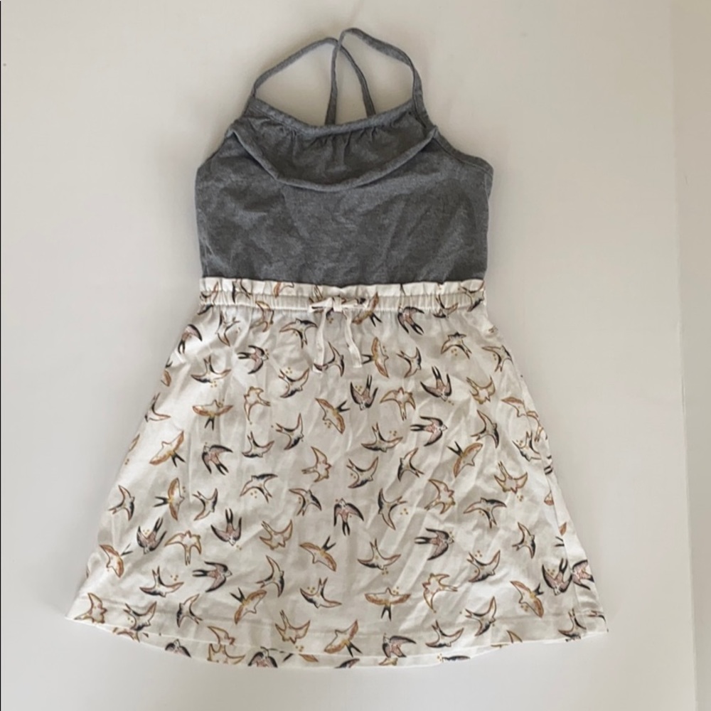Hanna Anderson 100 4t summer dress grey with birds